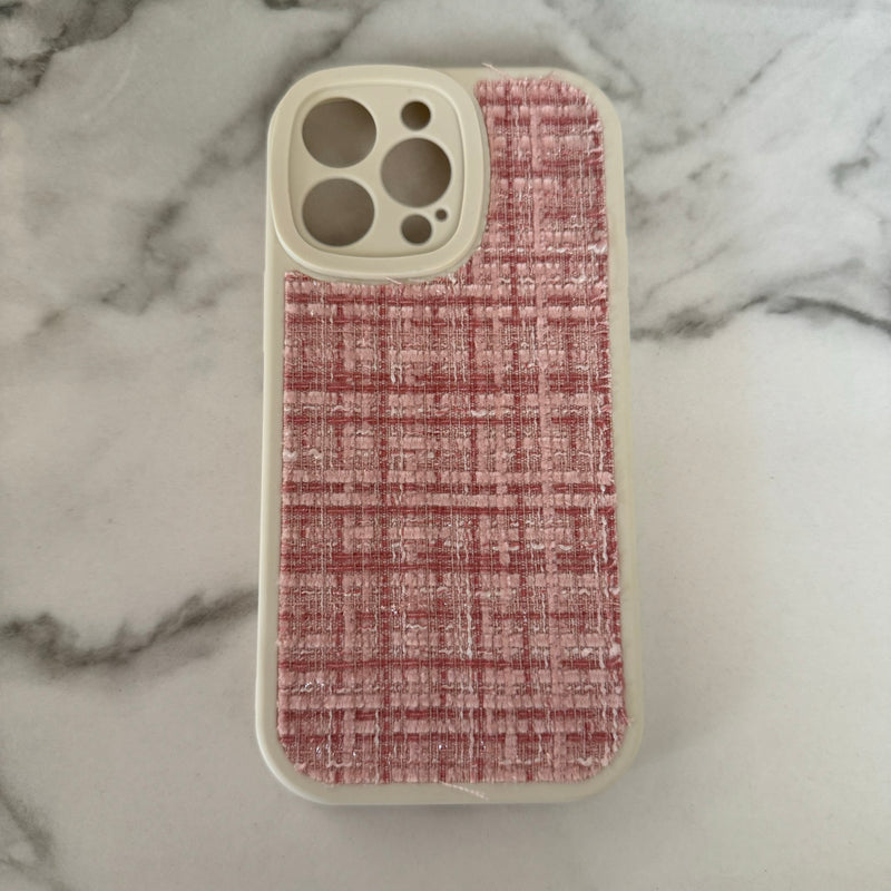 iphone 14 pro max case pink tweed