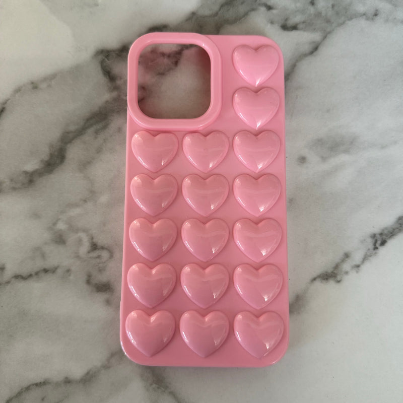 iphone 14 pro max case pink hearts