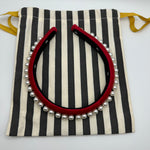 lele sadoughi gigi headband in red with pearl